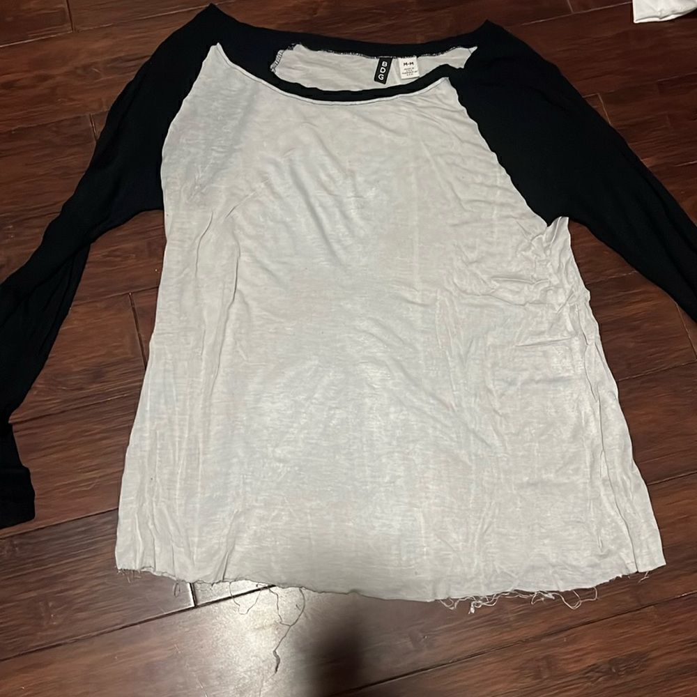 Baseball T Shirt - Long Sleeve - Thin Almost Sheer Shirt - Size Medium